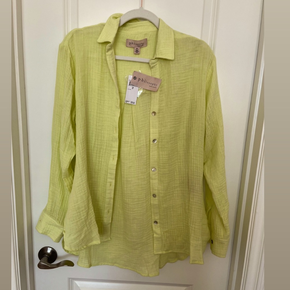 Philosophy Lime Green Button Up Size Small/Petite